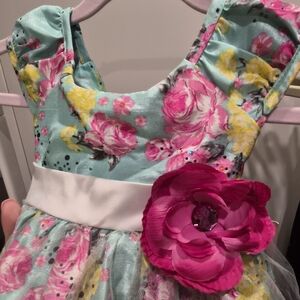 Floral Dress with Pink and Yellow Accents